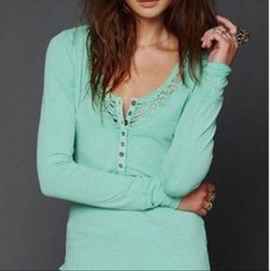 We The Free by Free People Crochet Trim Henley